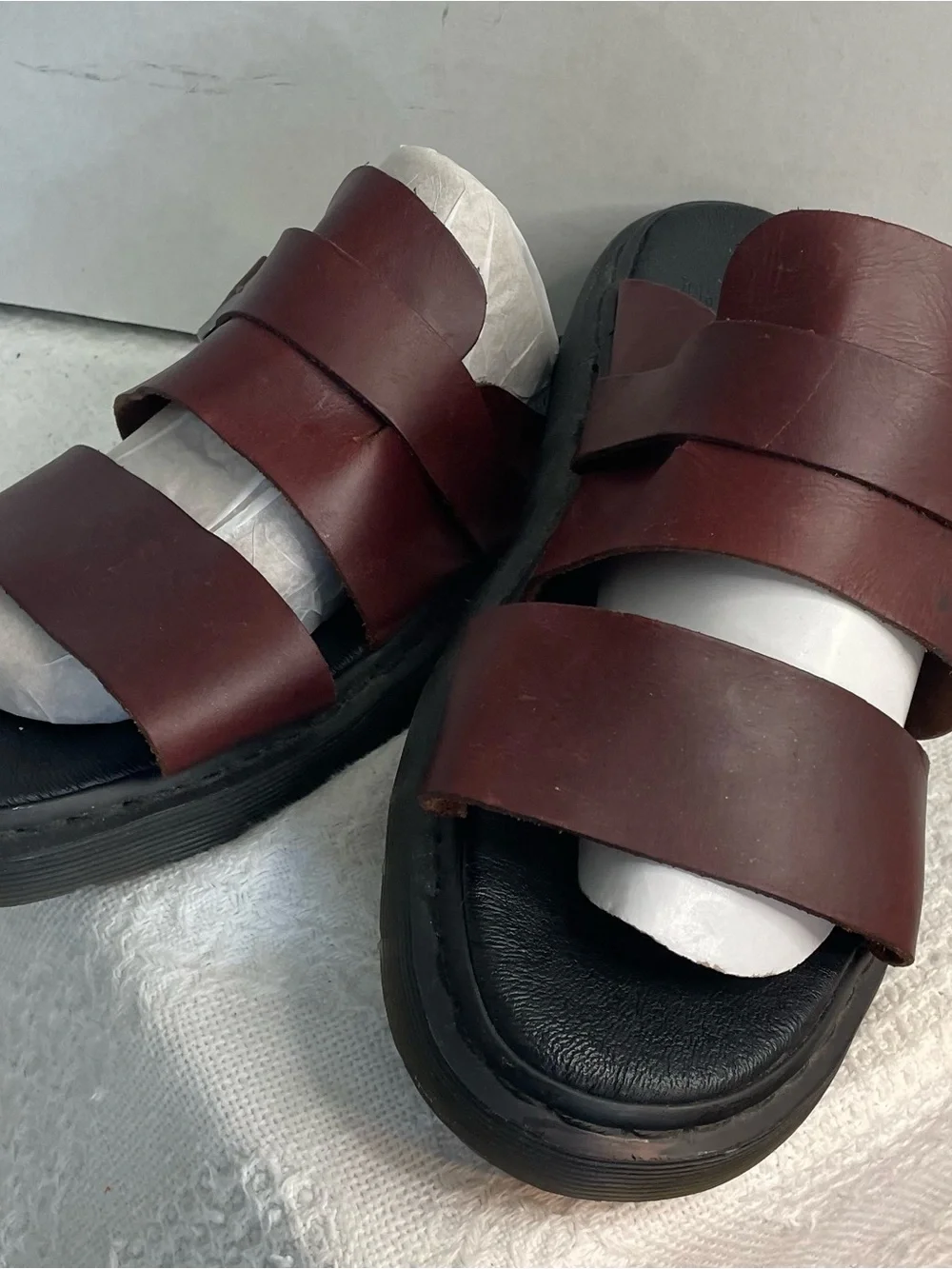 Dr. Martens Brown Brelada Leather Double-Strap Slide Sandals Size 13 - Picture 4 of 10